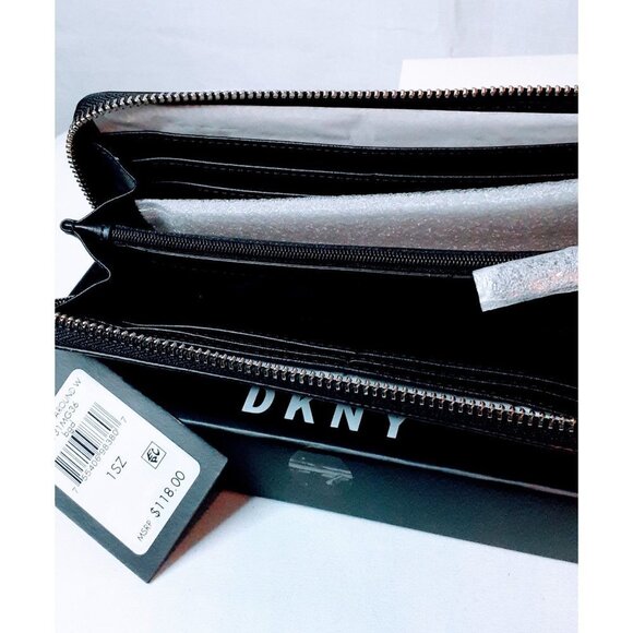 DKNY WOMEN BLACK LEATHER WALLET - Picture 5 of 6